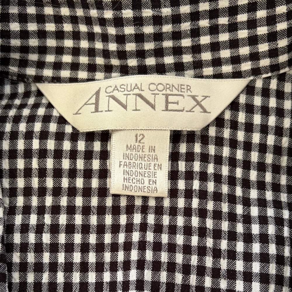 Casual Corner Black and White Gingham Button Down Shirt - Picture 2 of 4